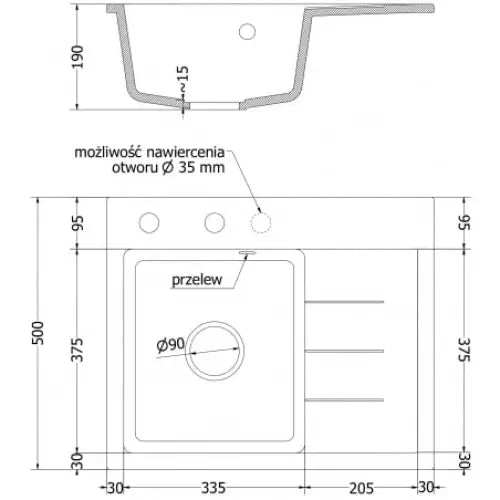 Ben Kjøkkenvask 1 Kum Venstre 600x500 Mm Beige - 6522605000-69