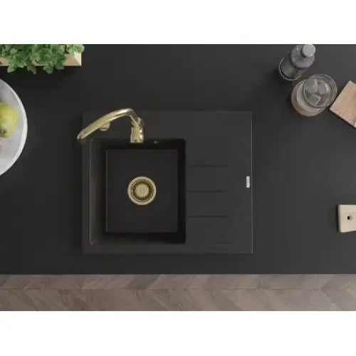 Ben Kjøkkenvask 1 Kum Venstre 600x500 Mm Svart/gull - 6522605000-75-g