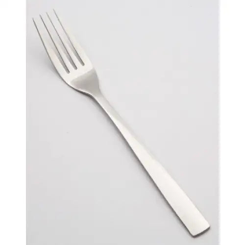 Sølvfarget gaffel fra Future-serien, enkel rett form, sett ovenfra mot hvit bakgrunn.