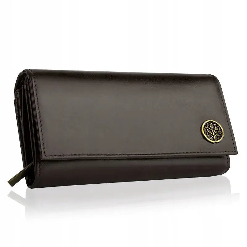 Betlewski Stor Elegant Damselommebok i Skinn Brun Romslig