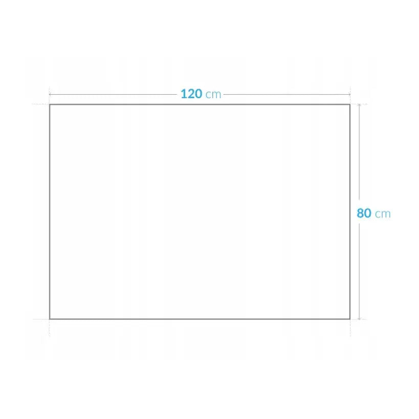 Strand & Sol lerretsbilde 120x80 cm, frontvisning med markerte mål på hvit bakgrunn.