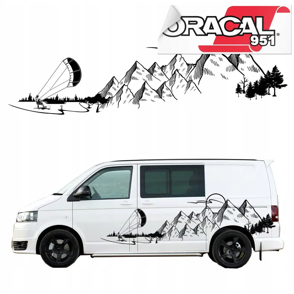 Bildekal til Bilside Kitesurfer Fjell 58x200cm