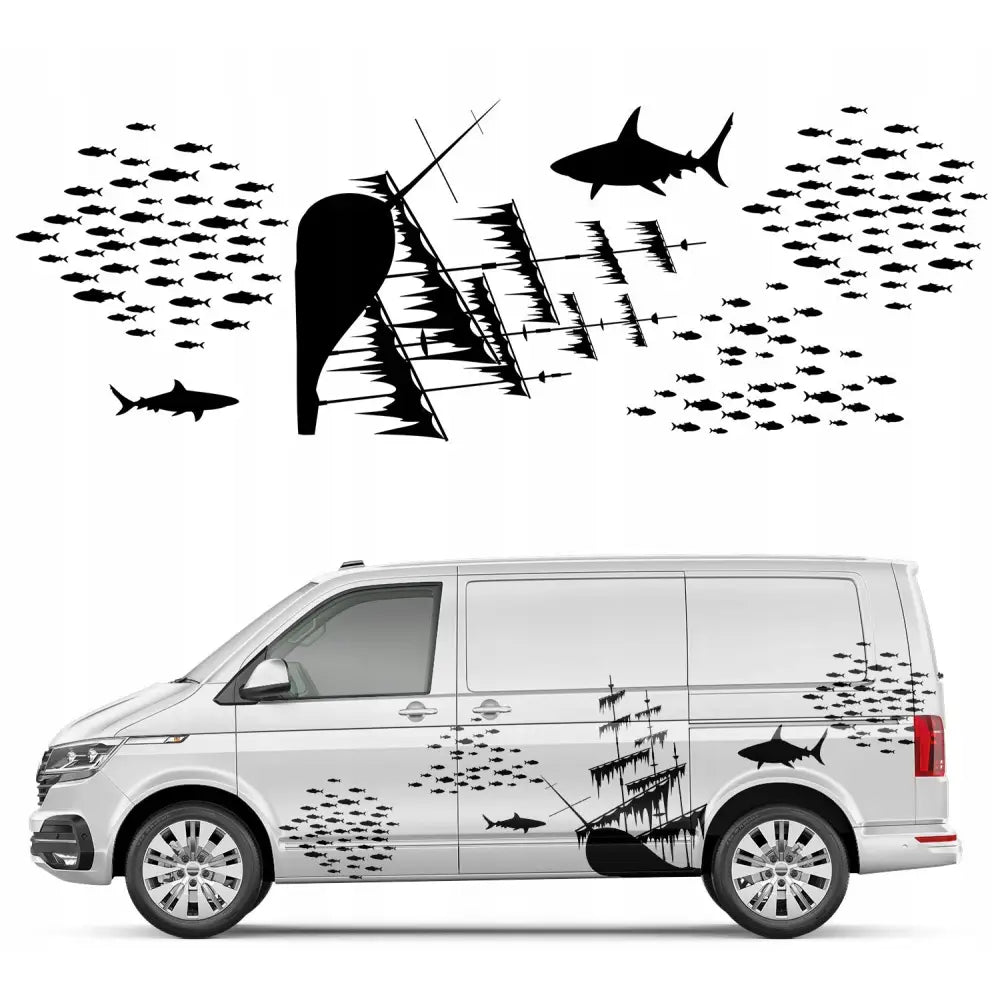 Bilklistermerke Vannmotiv Fisker 266 x 94cm