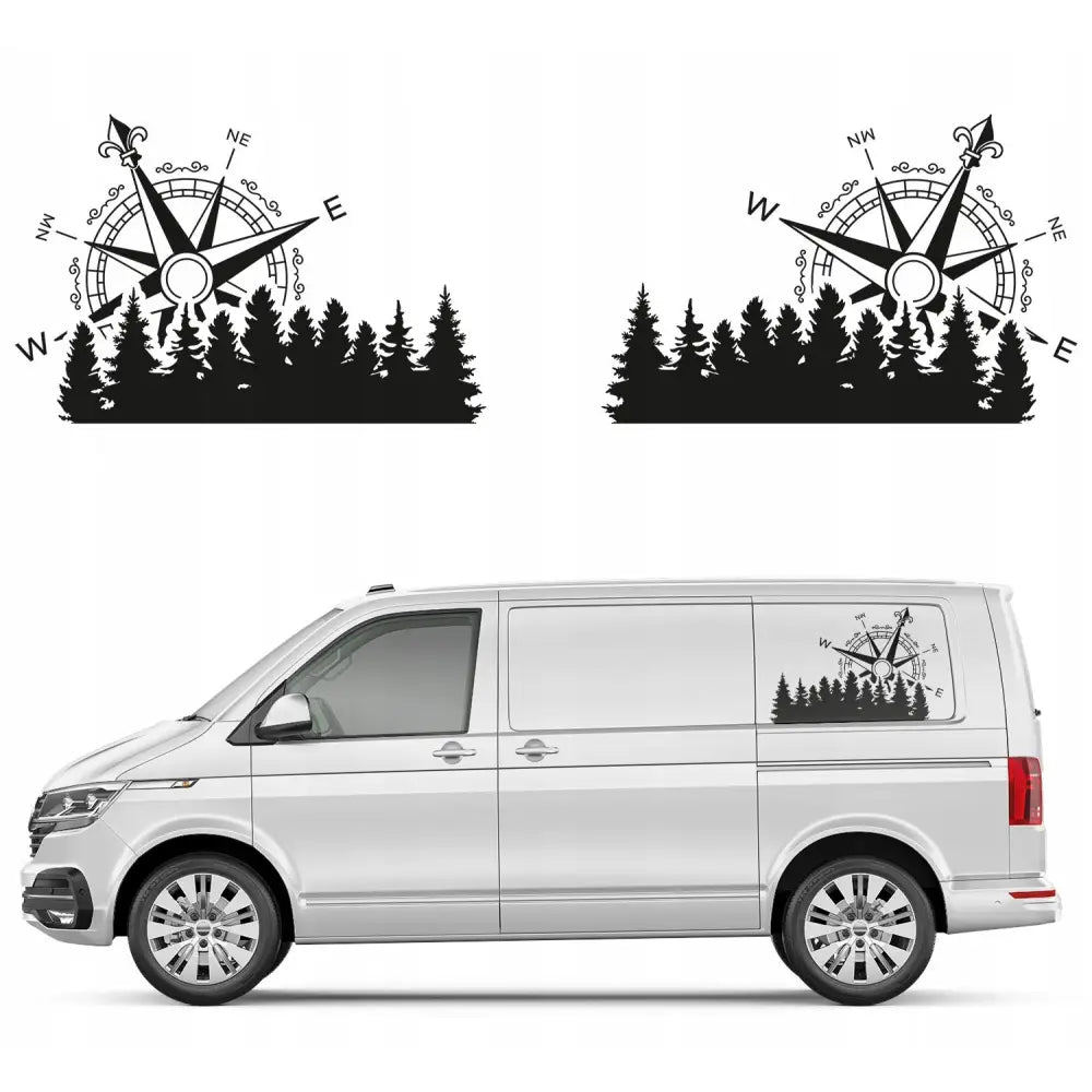 Bilklistermerker med Skog og Kompass Motiv 67 x 44 Cm