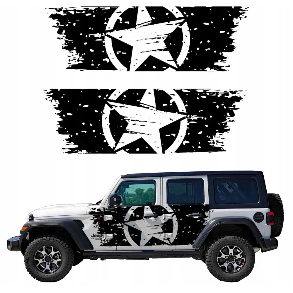 Bilmerke Klistremerke Revet Stjerne Jeep 2mx64cm