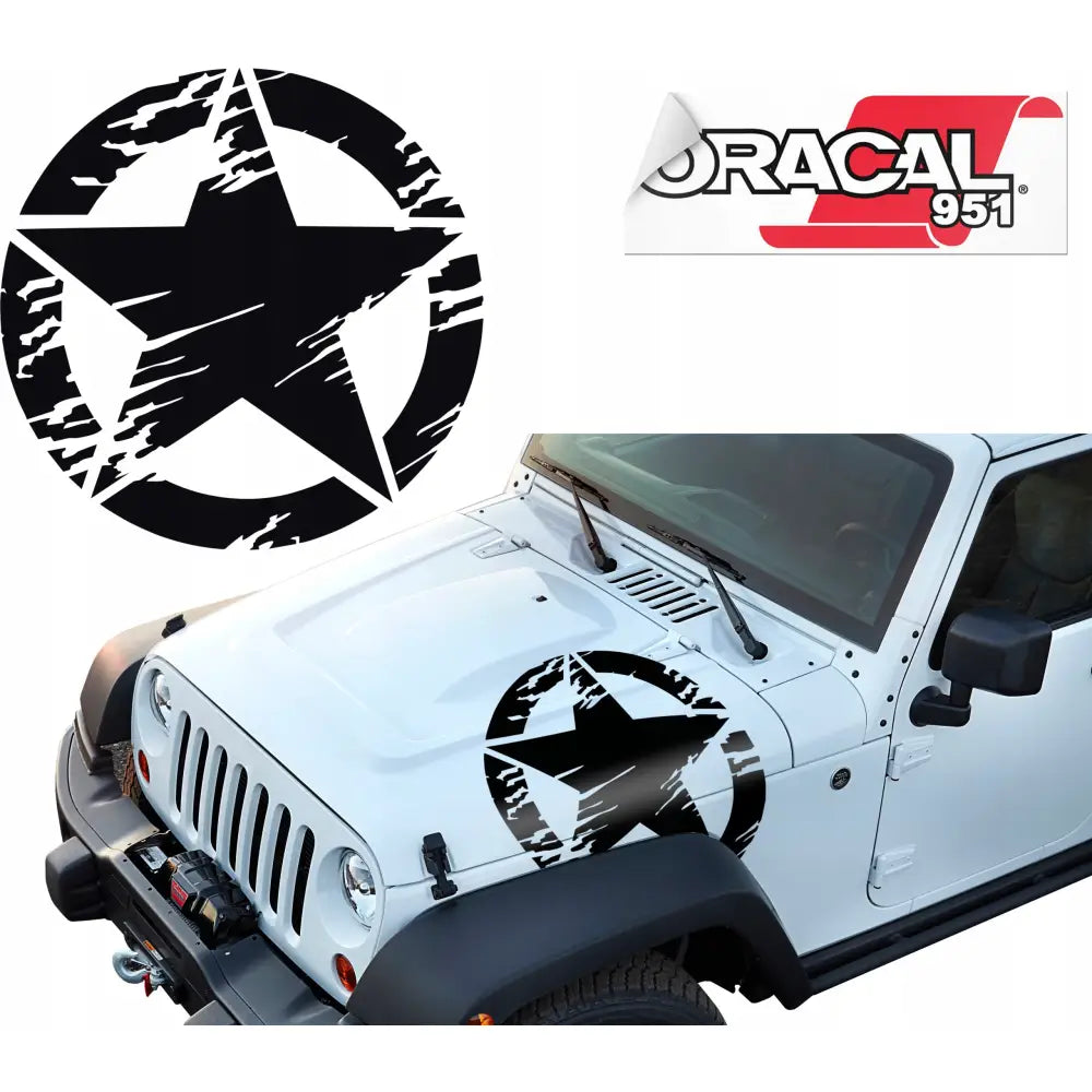 Bilmerke Klistremerke Stjerne Jeep 100x100cm Svart