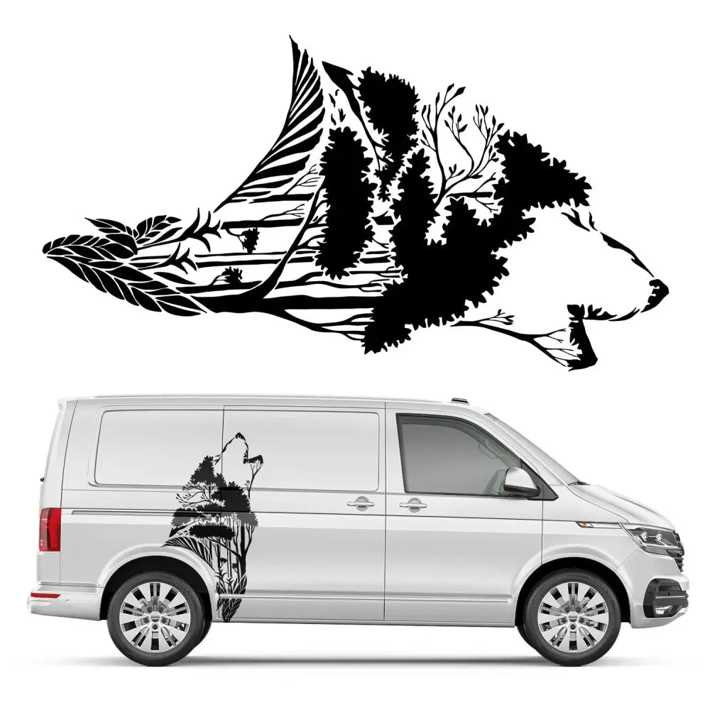 Bilmerke med Ulv- og Skogtema 86cm x 160cm