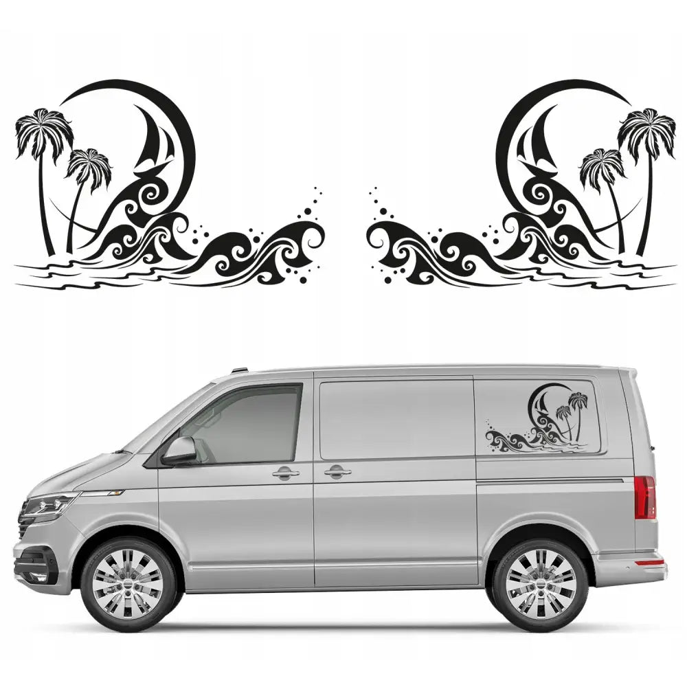 Bilmerker med Palmemotiv Bølge 44cm x 65cm