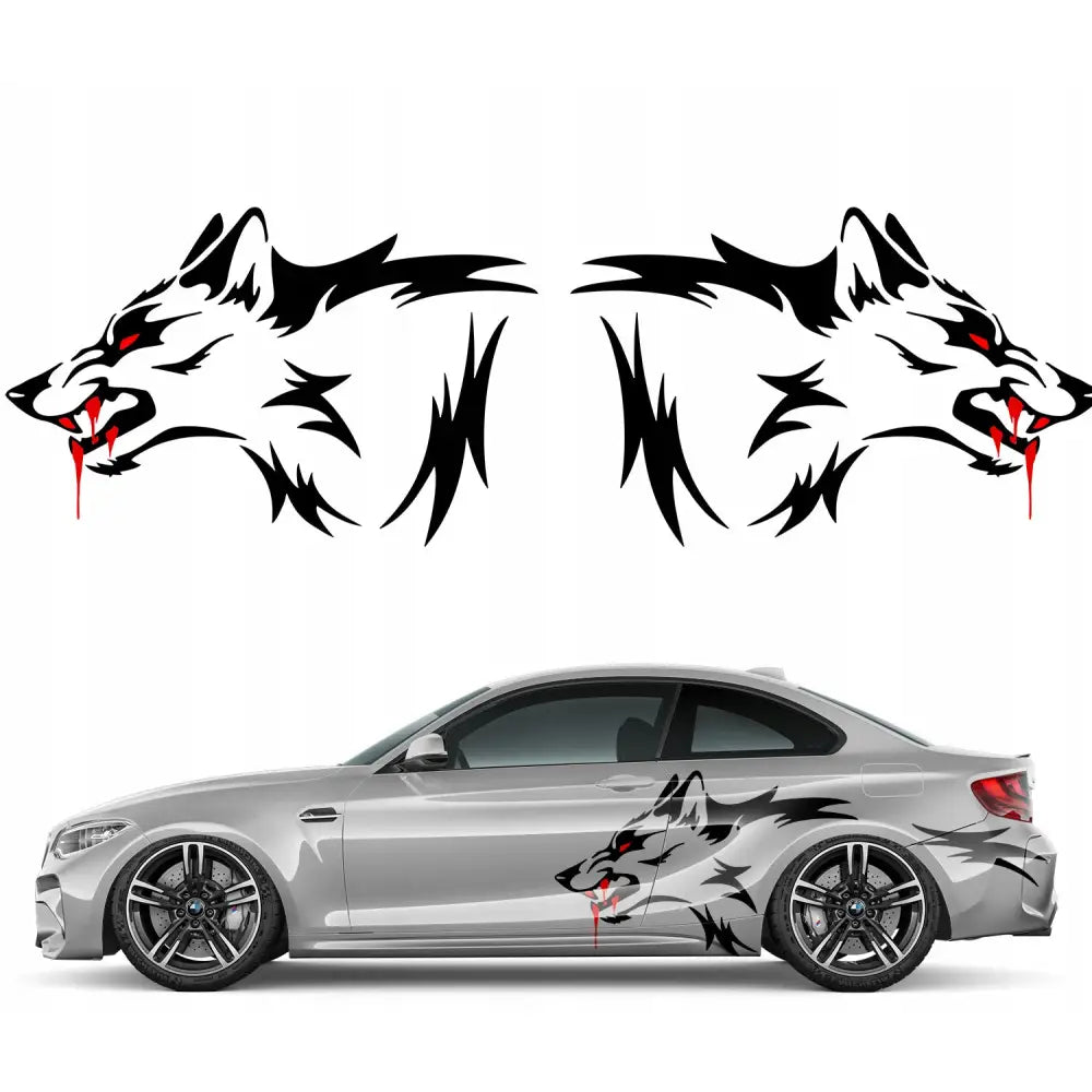 Bilmerker med Ulvemotiv og Tenner 126 Cm x 81 Cm