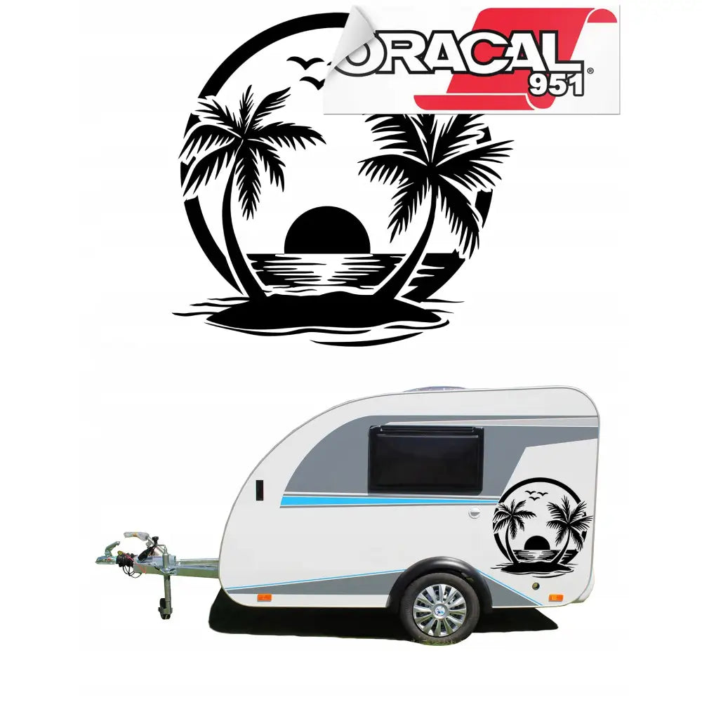 Bilmerker Strand Palmetrær Camping 60x58cm