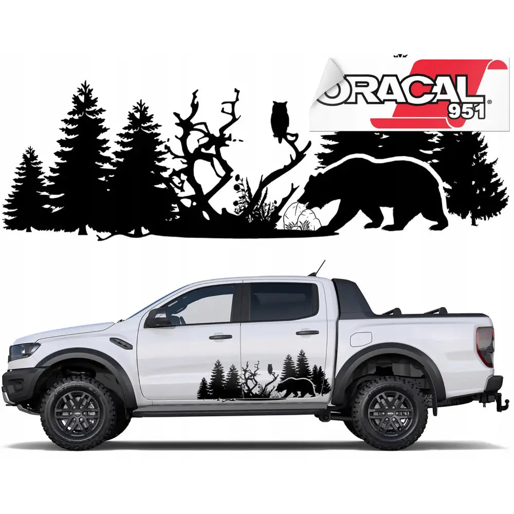 Bilsideklistremerke Bjørn og Skog 44x115cm