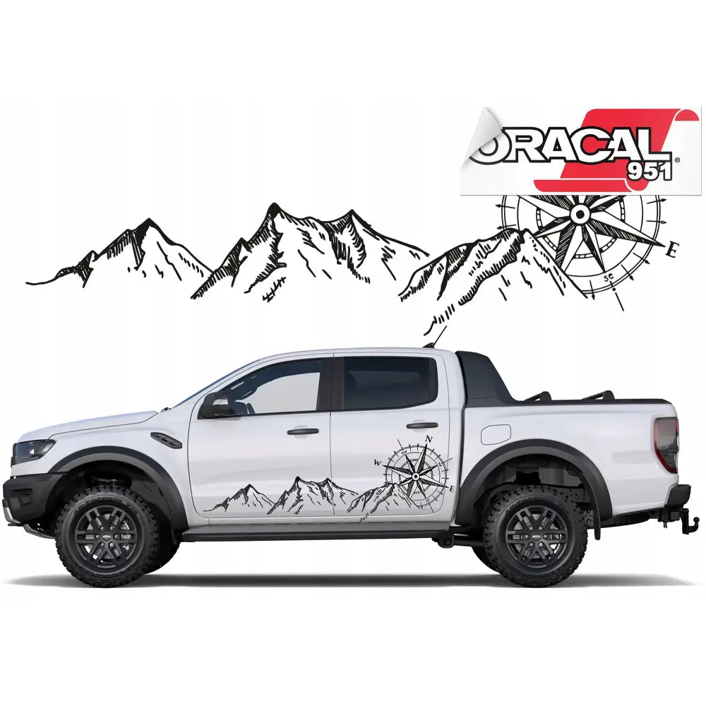 Bilsideklistremerker Fjellstripe 60x174cm Grå