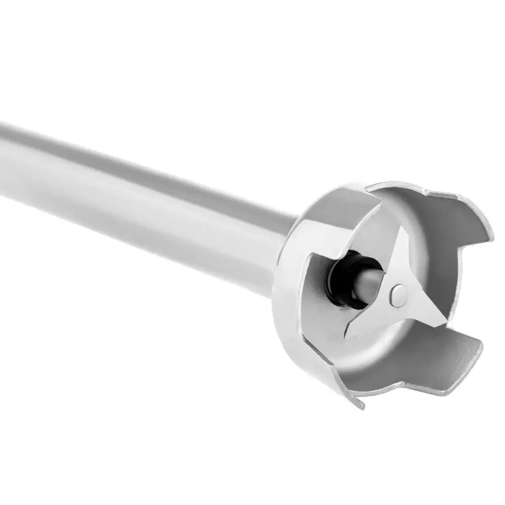 Blenderpiskerarm forlengelsesdel, sidebilde som fremhever rustfritt stålblad og beskyttelsesskjermens detaljer.