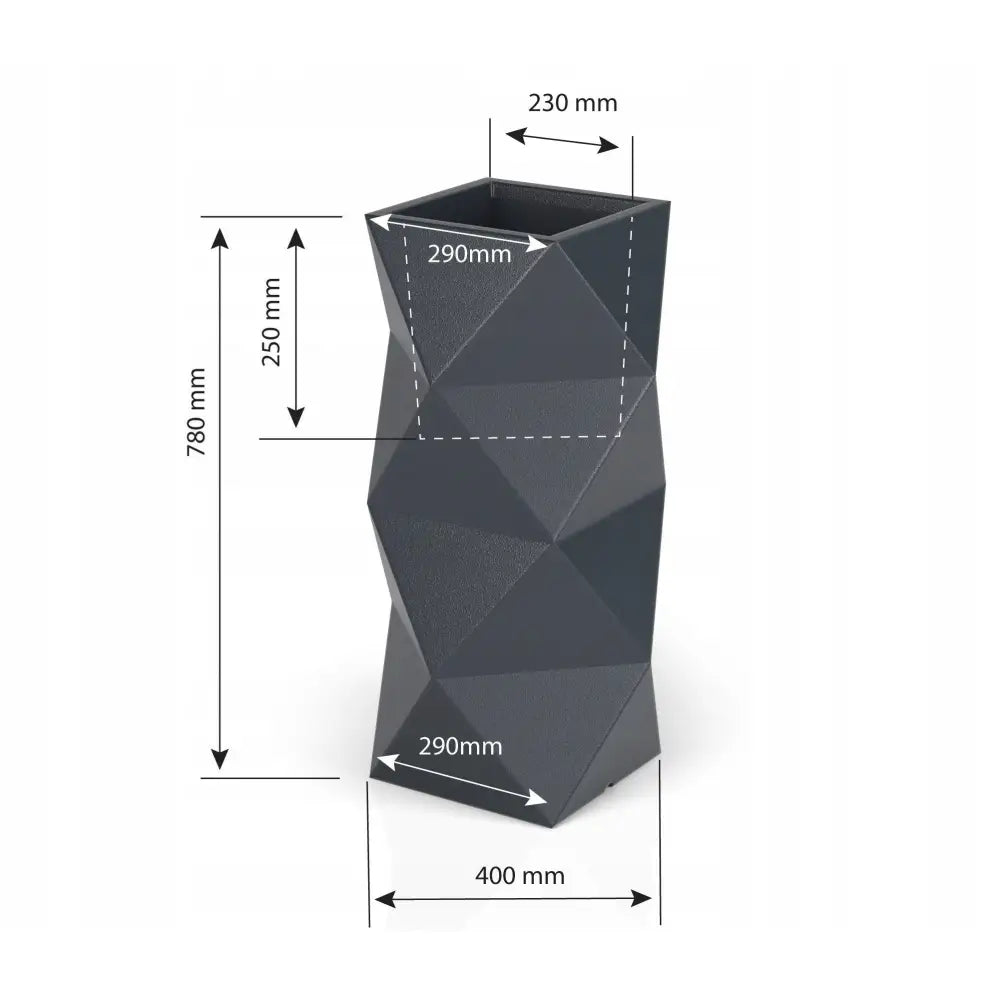 Blomsterpotte Asti Antrasitt (med Indre Hylle + Vann Drenering)