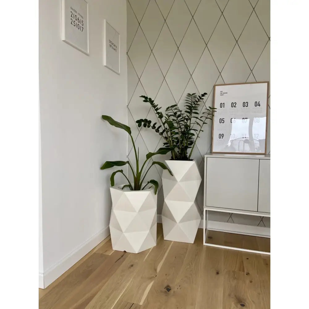 Blomsterpotte Asti Hvit (med Indre Hylle + Vann Drenering)