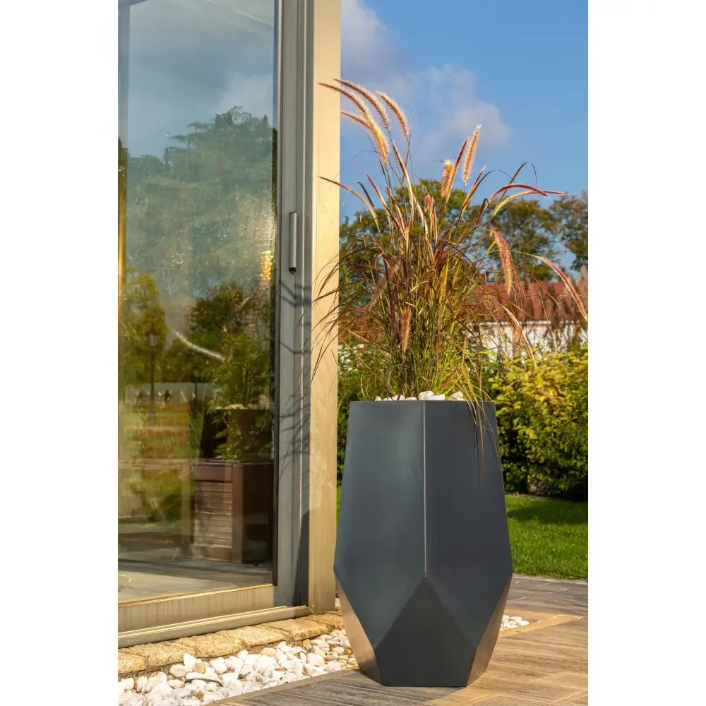 Blomsterpotte Bari Svart (med Indre Hylle + Vann Drenering)