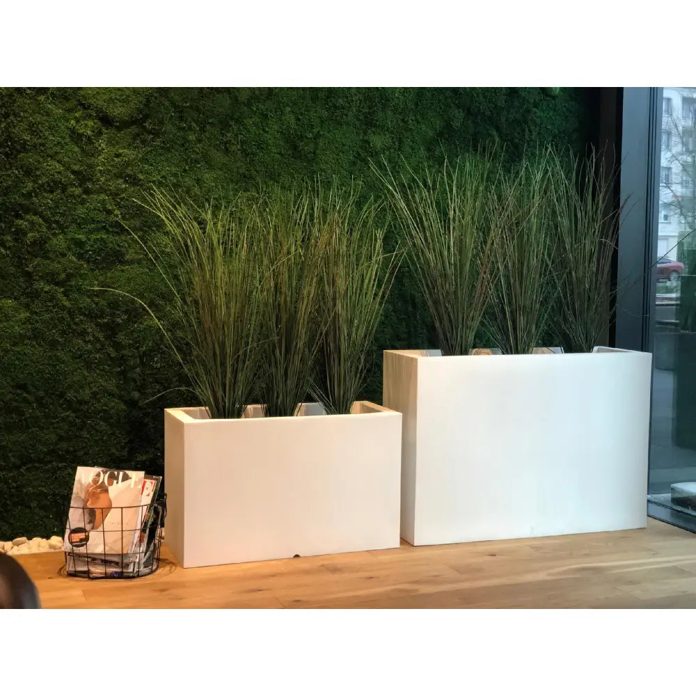 Blomsterpotte Lungo Maxi Hvit (med Indre Hylle + Vann Drenering)