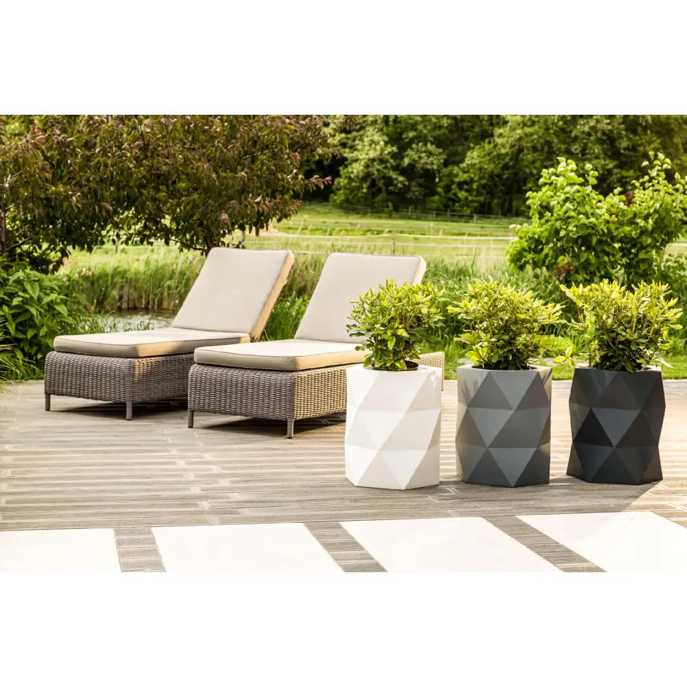 Blomsterpotte Modena Svart (med Indre Hylle + Vann Drenering)