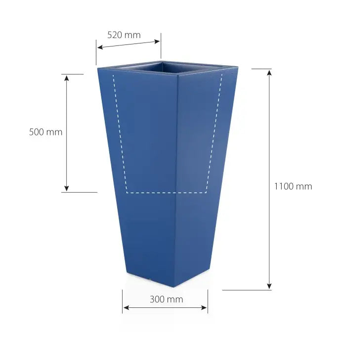 Blomsterpotte Slim Line m Blå (med Indre Hylle)