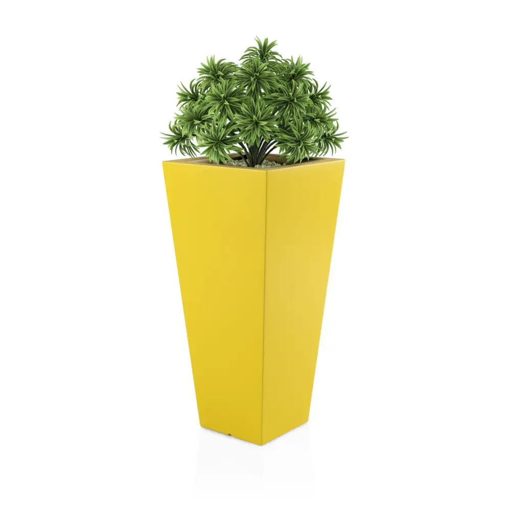 Blomsterpotte Slim Line m Gul (med Indre Hylle + Vann Drenering)