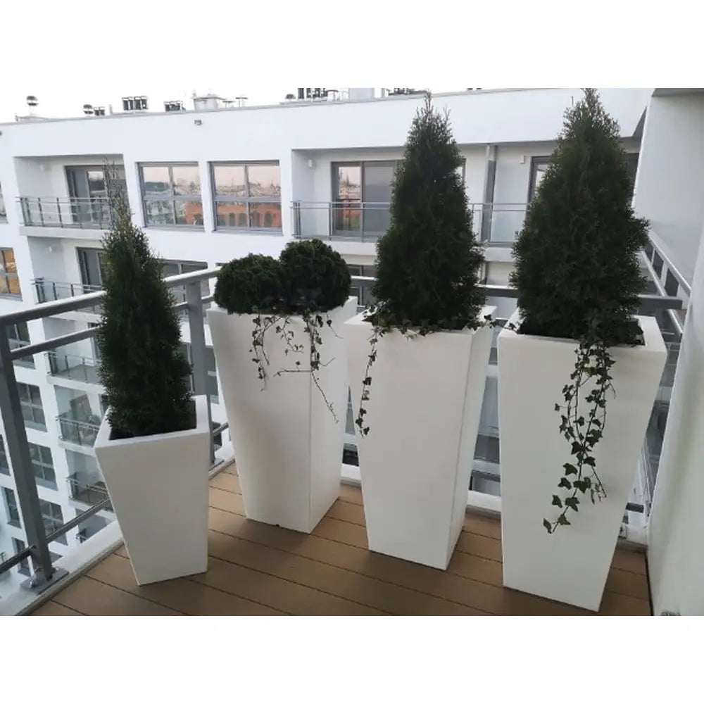 Blomsterpotte Slim Line m Gul (med Indre Hylle + Vann Drenering)