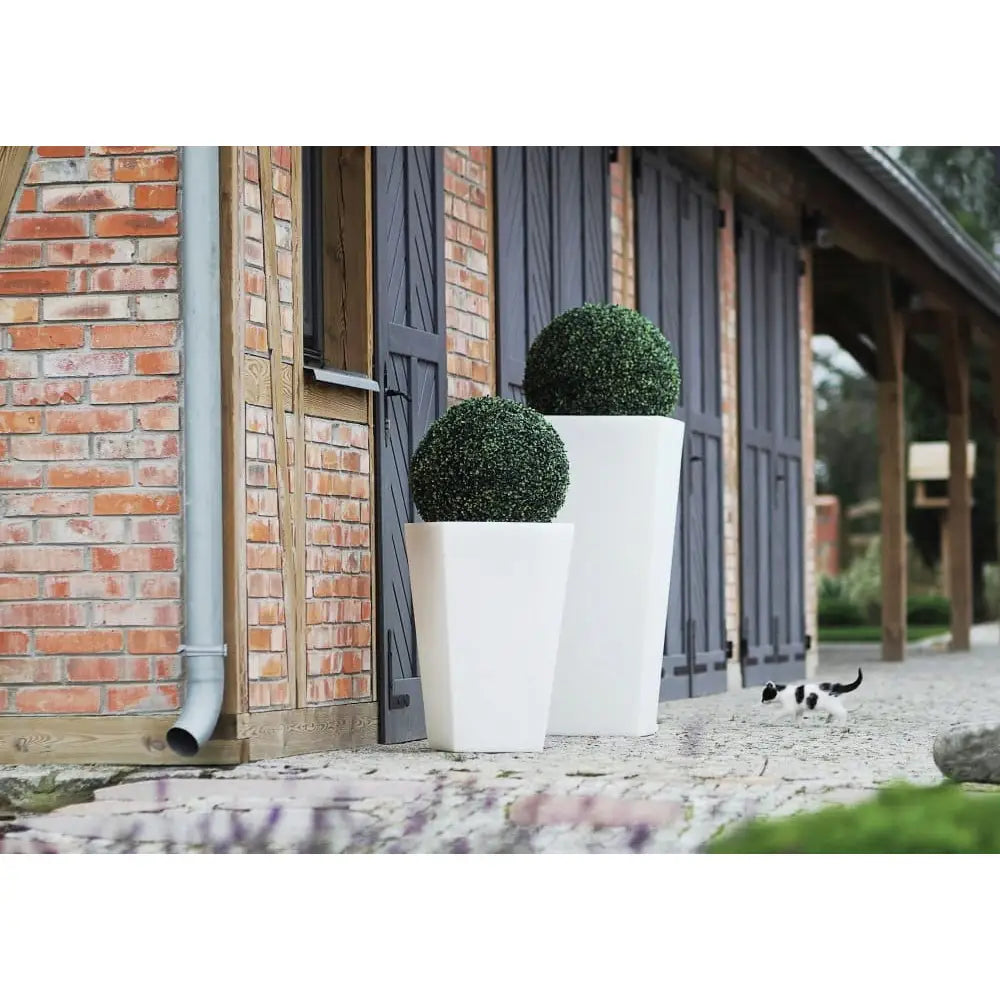 Blomsterpotte Slim Line m Hvit (med Indre Hylle + Vann Drenering)
