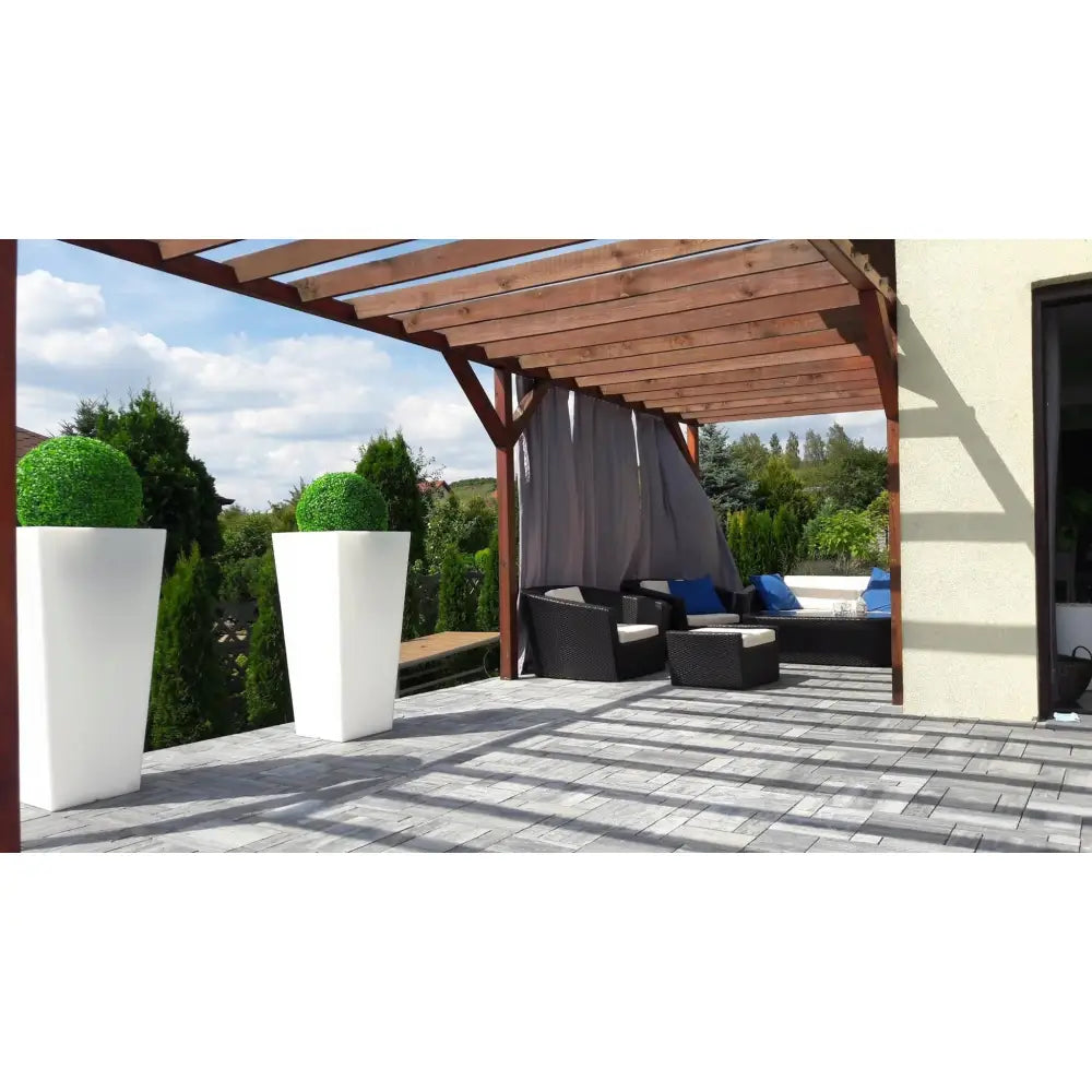 Blomsterpotte Slim Line m Hvit (med Indre Hylle + Vann Drenering)