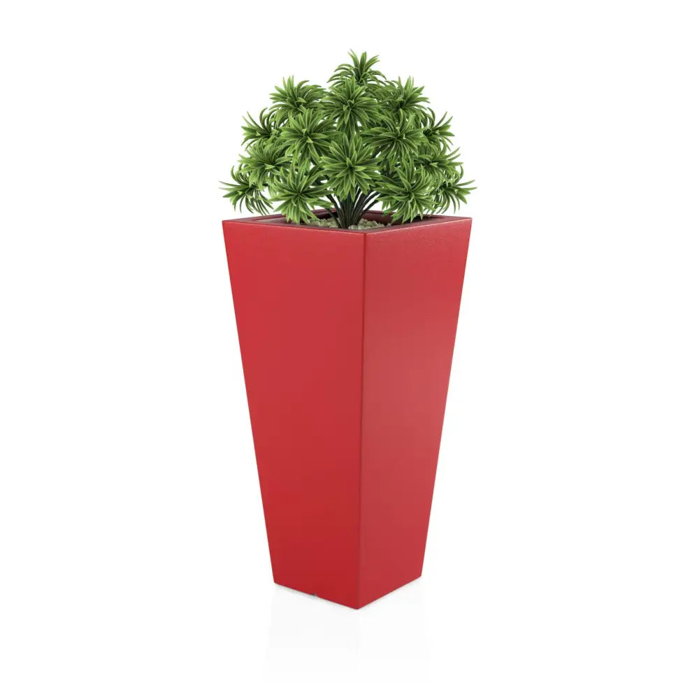 Blomsterpotte Slim Line m Rød (med Indre Hylle + Vann Drenering)