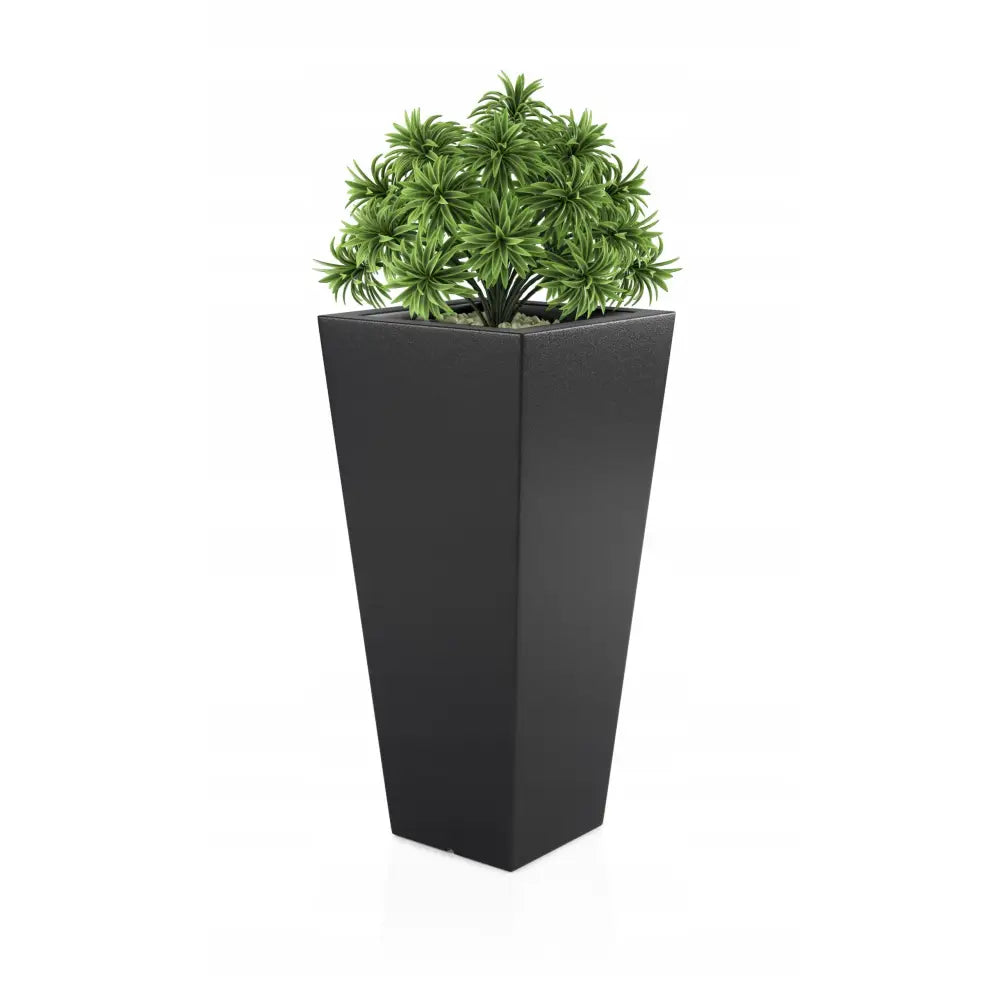 Blomsterpotte Slim Line m Svart (med Indre Hylle + Vann Drenering)