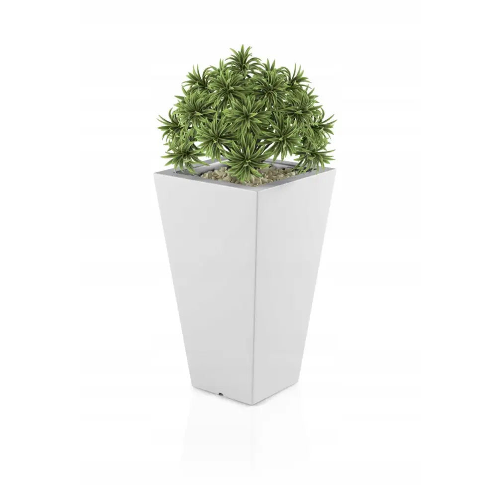 Blomsterpotte Slim Line s Hvit (med Indre Hylle + Vann Drenering)