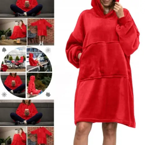 Bluzair Koco Hettegenser Oversize Rød 4-i-1 Xxl Universell