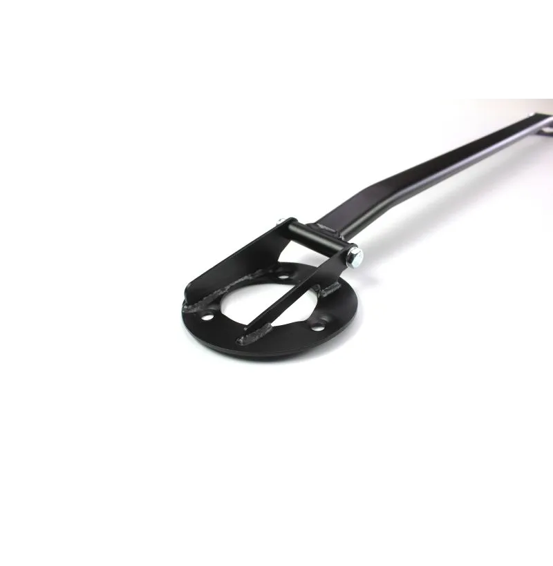 Sort pulverlakkert strut bar for BMW E36 6-sylinder – flatovalt stålprofil 40x20 mm