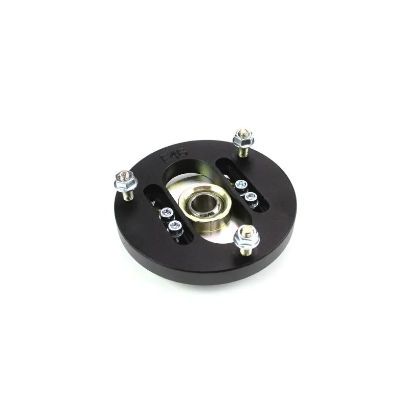 BMW E46 E39 E31 camber plates foran – CNC-frest aluminium med sort anodisering og rustfritt fluro-lager