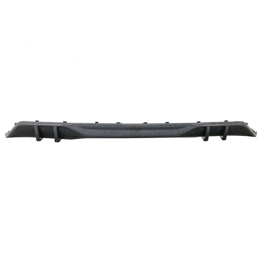 Spoiler til BMW X5 G05 frontspoiler V.1 i karbonfiber-look sett forfra med strukturert overflate.