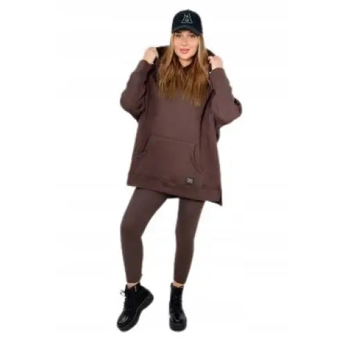 Bomullskjole med Varm Hettegenser + Leggings Brun