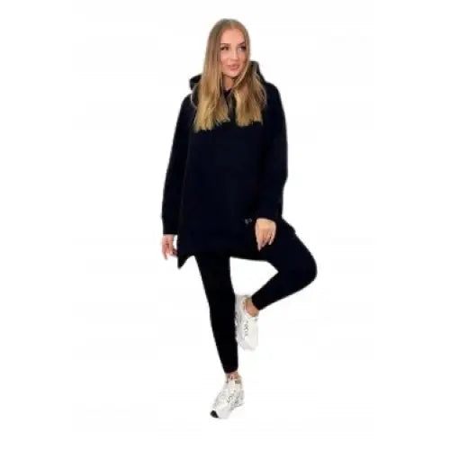 Bomullskjole med Varm Hettegenser + Svarte Leggings