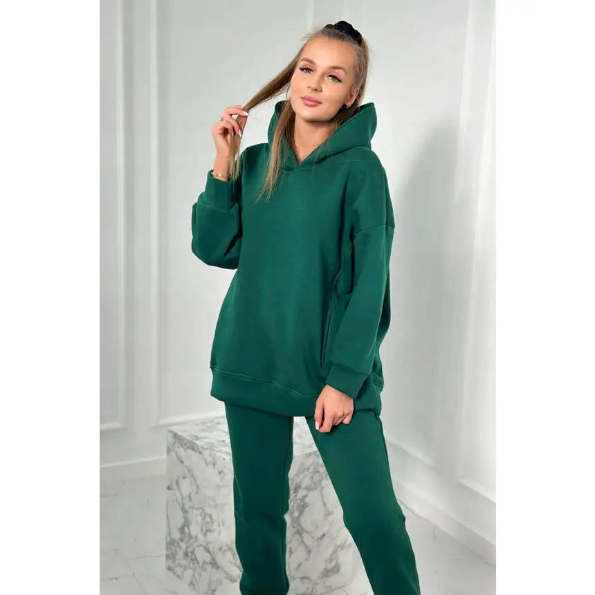 Bomullssett med Foret Hettegenser + Forede Bukser Mønstret