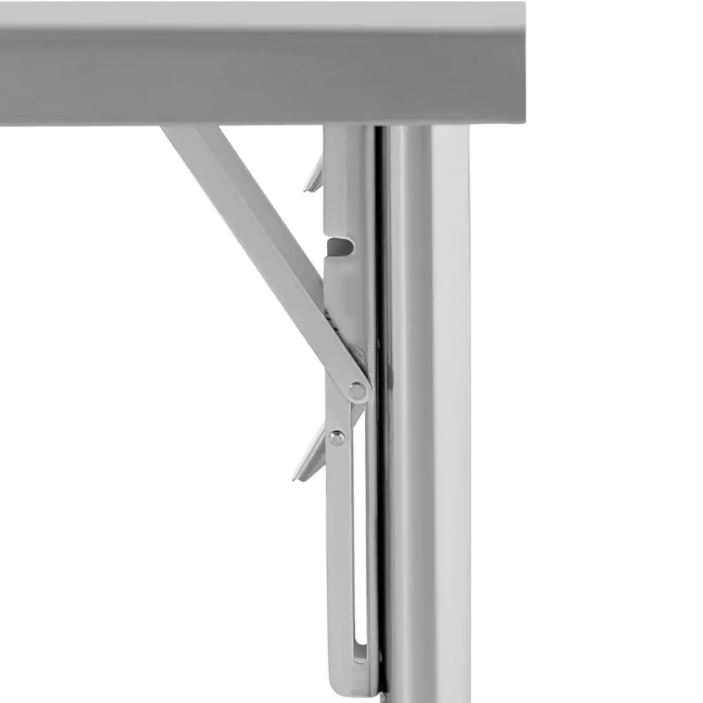 Bord Catering Sammenleggbart, nærbilde av grått stålbordbein med synlig låsemekanisme under platen.