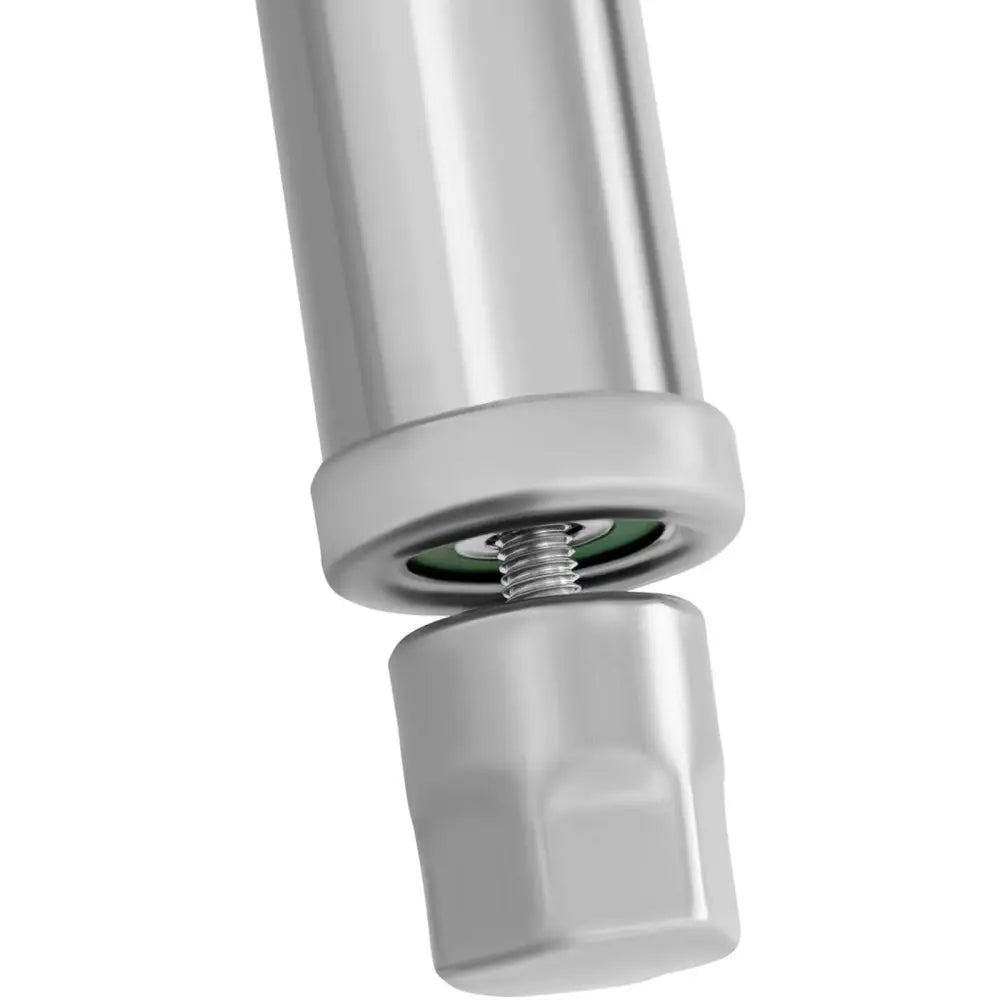 Bord Catering Sammenleggbart, nærbilde av sølvfarget stålben med justerbar skrue og mutter på undersiden.