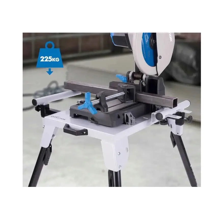 Bord til kappsager Heavy Duty Evolution, metallbenk med kapp- og gjærsag, kappekapasitet 225 kg.