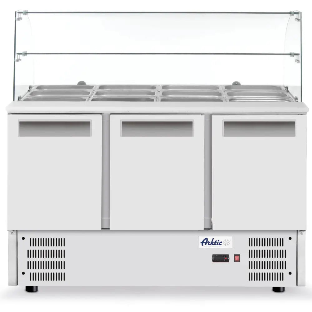 Bordkjøler med 3 Dører Glasshylle 4x Gn1/1 368 l - Hendi 236192