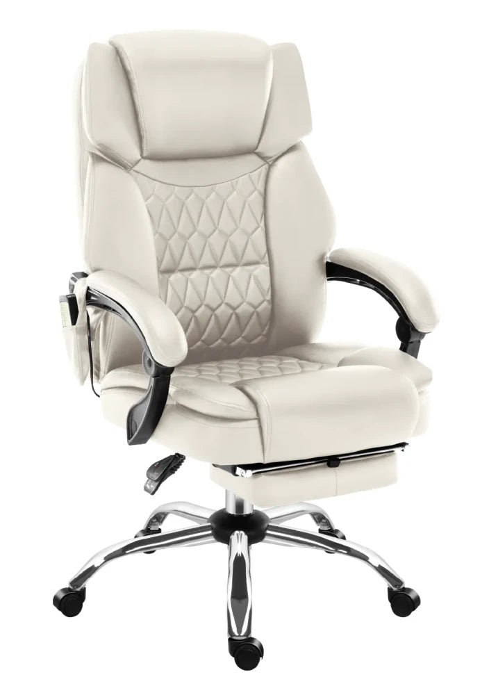 Mark Adler Boss 6.0 Beige kontorstol med massasje og fotstøtte – sett forfra