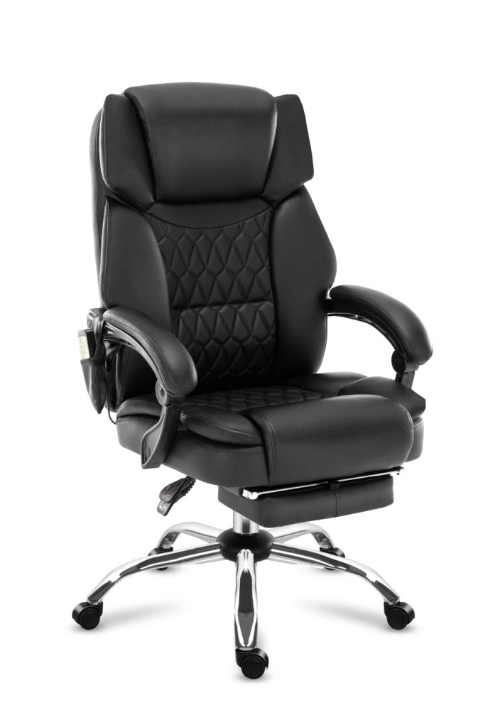 Mark Adler Boss 6.0 sort kontorstol forfra – RaceFX-design med fotstøtte uttrukket