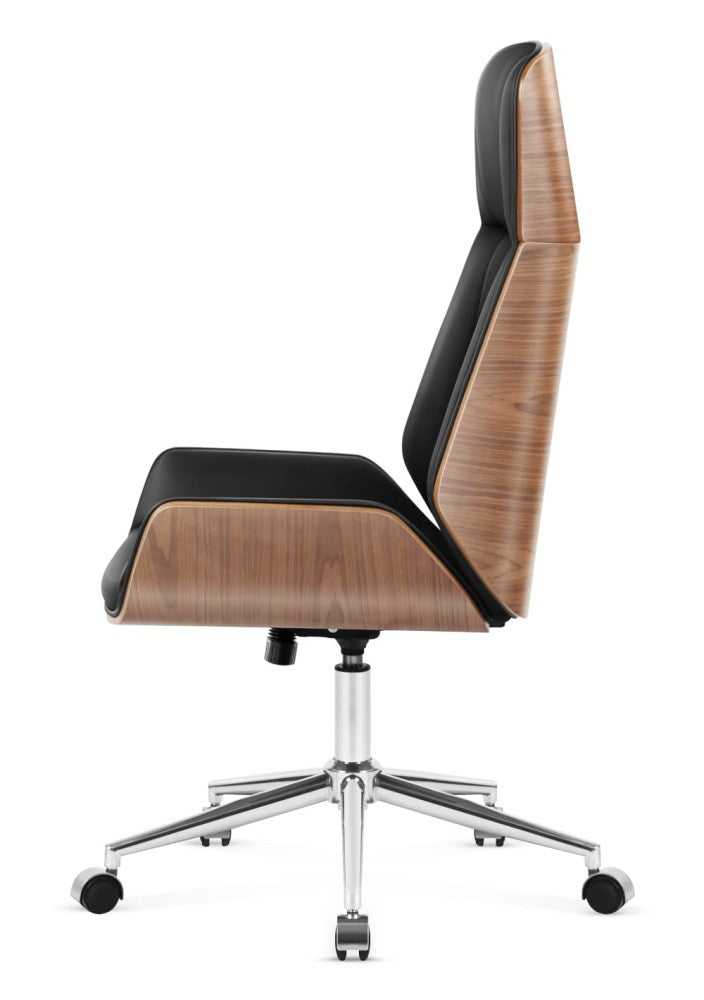 Boss 8.0 sort kontorstol sett fra siden – viser rygghøyde 88 cm og SoftFlex-mekanisme