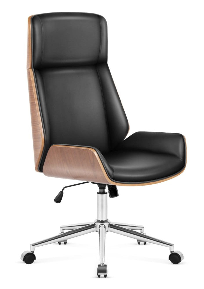 Mark Adler Boss 8.0 sort kontorstol forfra – Timber FX-ramme og bred seteflate 58,5 cm