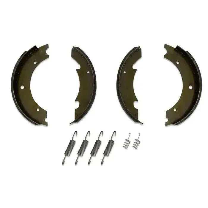 Bremsesko for Knott 250x40, sett med fire bremsebakker og seks fjærer, vist samlet ovenfra.