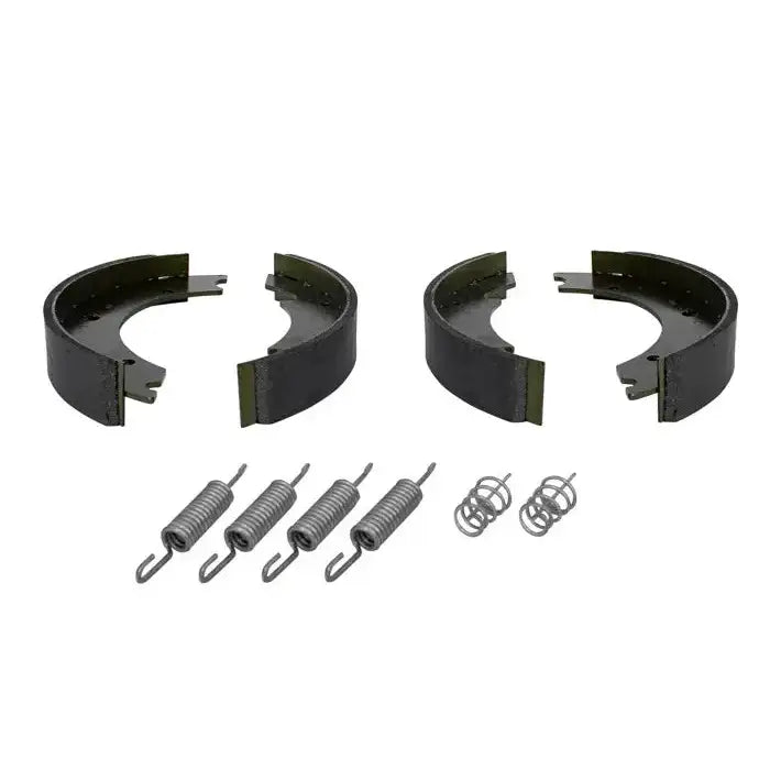 Bremsesko for Knott 250x40, sett med to bremsesko og seks fjærer pent arrangert på hvit bakgrunn.