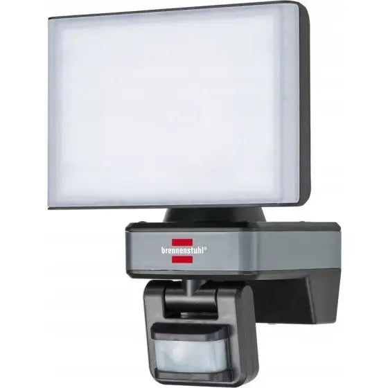 Brennenstuhl Connect LED WiFi Reflektor, utendørs svart-grå lampe med sensor og matt frontpanel.