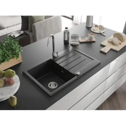 Bruno Kjøkkenvask 1 Kum 795x495 Mm Svart/sølv Vannlås Krom- 6513791010-73