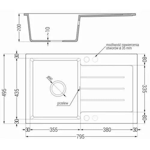 Bruno Kjøkkenvask 1 Kum 795x495 Mm Svart - 6513791010-77-g